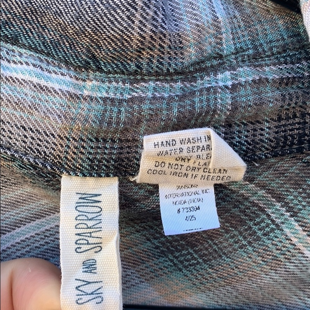 Tie V Neck Flannel - Picture 3 of 3